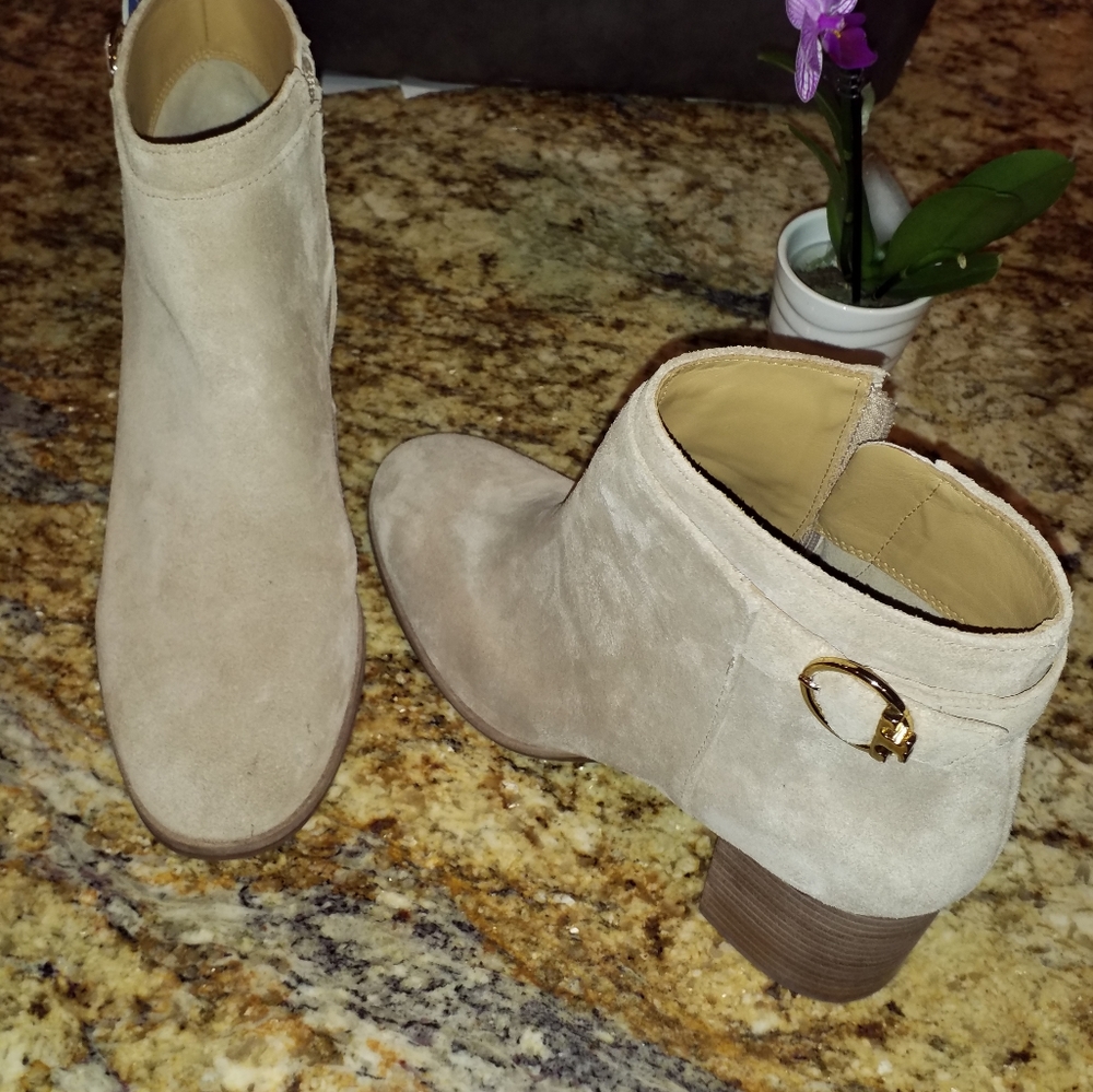 Tory Burch Sofia Suede Boots. Tan